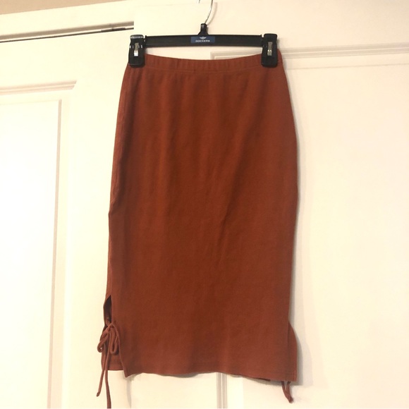 Orange Cotton Pencil Midi Skirt Size Small - Picture 6 of 13